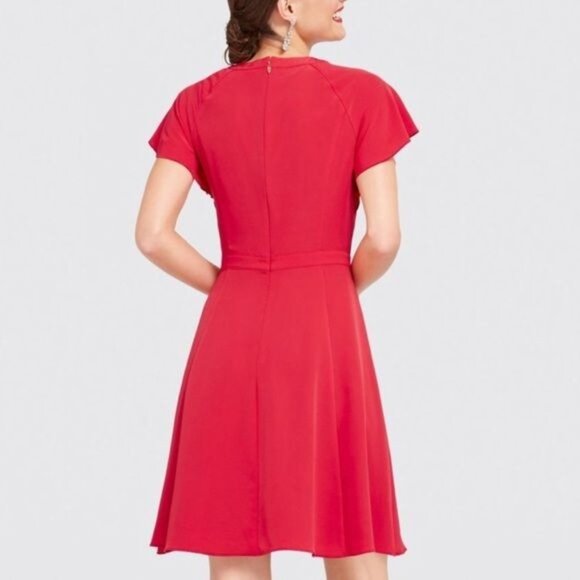 Draper James Solid Flutter Sleeve Mini Dress in Red Size 4 - Picture 5 of 9
